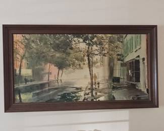 Vintage "Parisian Rainy Street Scene" Print