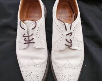 Thom Browne White Pebble Grain Wingtip Brogue Men's Shoes