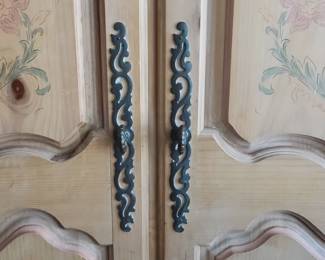 French Country Hand-Painted Pine Armoire