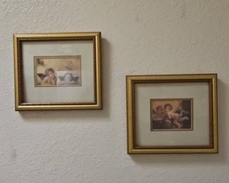 Pair of Framed Raphael Cherub Prints from Sistine Madonna