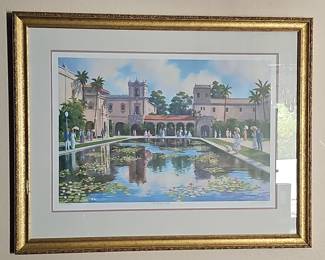 Balboa Park Lily Pond Lithograph by R. Ayres (1990)