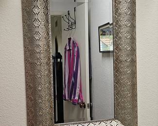 Moroccan-Style Embossed Tin Wall Mirror