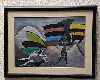 Mid-Century Modern Abstract Painting by Walter Chambers (1963)