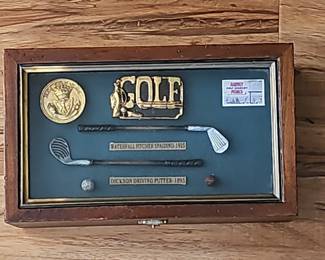 Vintage "History of Golf" Shadow Box Display