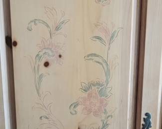 French Country Hand-Painted Pine Armoire