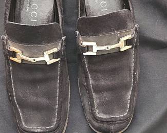 Gucci Black Suede Horsebit Loafers