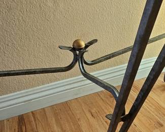 Small Golden Wrought Iron and Glass Table in the style of Drouet Spirit, 1970s