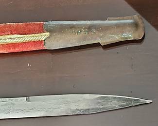 Indian Talwar Sword with Brass Hilt and Red Velvet Scabbard