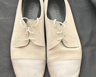 Lanvin Men's Suede and Leather Cap-Toe Oxford Shoes