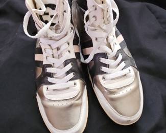 Gucci High-Top Sneakers (Metallic Silver/Black/White)