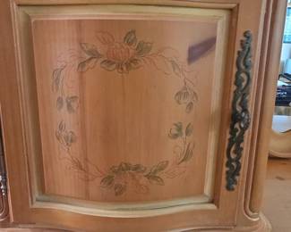 Vintage French Provincial Style Pine Buffet with Hutch and Mirror