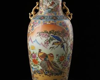 Large Japanese Satsuma-Style Decorative Floor Vase