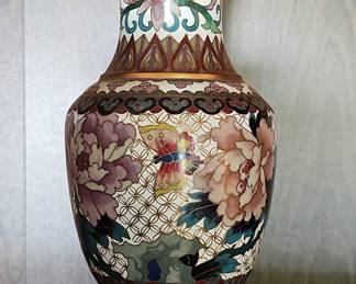 Vintage Chinese Cloisonné Floral and Butterfly Vase