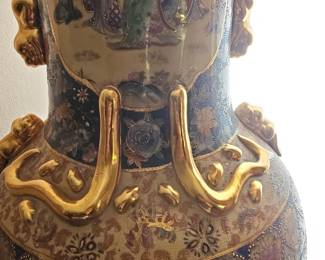 Monumental 6ft Japanese Satsuma-Style Moriage Floor Vase