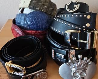Collection of Designer and Statement Belt Buckles, including Gucci, Salvatore Ferragamo, and Gianni Versace