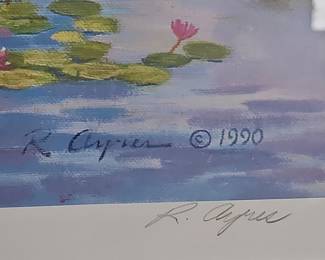 Balboa Park Lily Pond Lithograph by R. Ayres (1990)