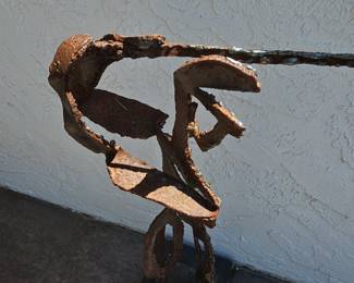 Mid-Century Modern Brutalist Welded Metal Musician Sculpture