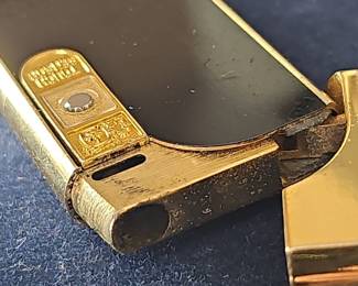 Vintage Colibri Touch Sensor Butane Lighter - Black Lacquer and Gold