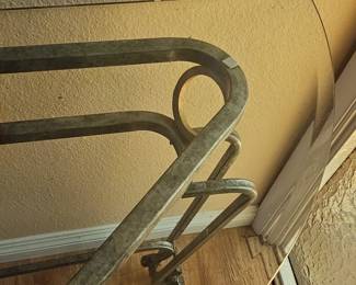 Small Golden Wrought Iron and Glass Table in the style of Drouet Spirit, 1970s