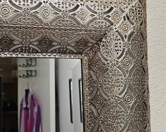 Moroccan-Style Embossed Tin Wall Mirror