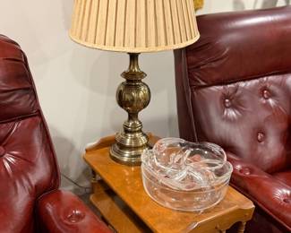 Traditional, brass lamp, Early, American colonial style side table end table