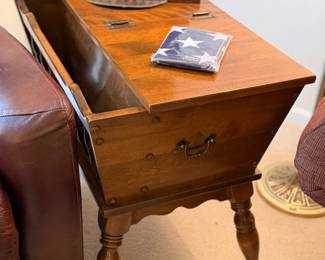 Colonial, Early, American side table with compartment