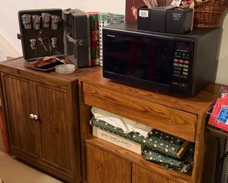 Microwave, cart TV stand