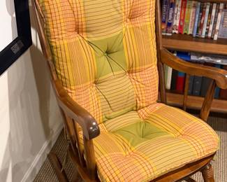 Wooden rocker with chair pads