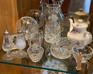 Crystal salt and pepper, shakers and servingware