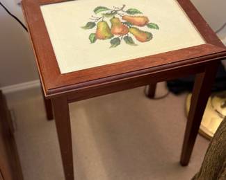 Accent table with counted Crosstitch inlay