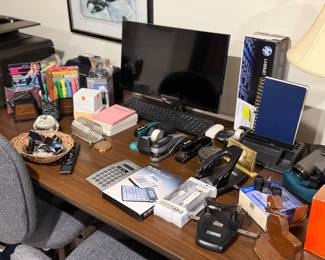 Home office supplies, computer screen