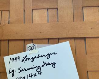 #209	Longaberger Basket 1999 Large Serving Tray W/ Protector 20x14x4	 $50.00 			