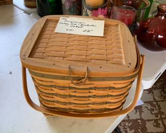 #110	Longaberger basket 1997 swing lid and protector 11x9x8	 $22.00 			