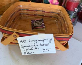 #116	Longaberger basket 1998 American pie basket w protector 12x12x4	 $20.00 			