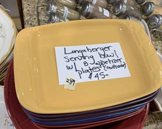 #289	Longaberger Serving Bowl w/ 8 Appetizer Plates 	 $45.00 			