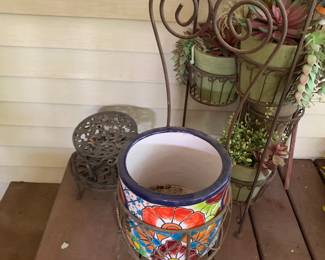 #205	Metal Plant Stand w/ Multicolored Pot 29"	 $30.00 			