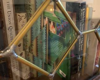 #093	4 door barrister book case 1 piece with top leaded glass door glass knobs 35x13x59	 $200.00 