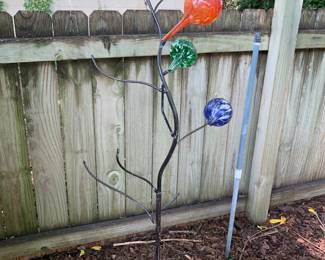 #221	11 Bottle Metal Bottle Tree 34"	 $30.00 			#224	Metal Bottle Tree w/ Glass Balls 52"	 $50.00 			