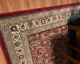 #029	machine made red blue rug  Allen and Roth 7.10x10.10 YOU MOVE	 $175.00 			