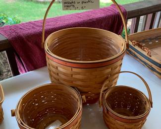 #208	Longaberger Basket Set of 3 Auburn or Pumpkin Baskets w/ Protectors 11", 7" and 5"	 $50.00 			
