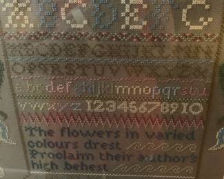 #257	Cross Stitch Sampler 21x17	 $35.00 			