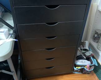 #270	black 7 drawer Wood cabinet 19x16x34	 $40.00 			