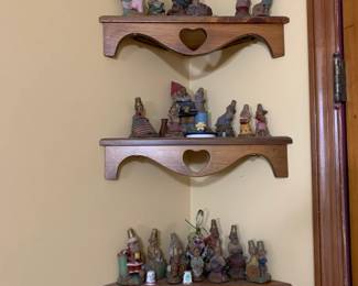 #150	3 wood corner cabinets with a heart front 12x12x18	 $45.00 			