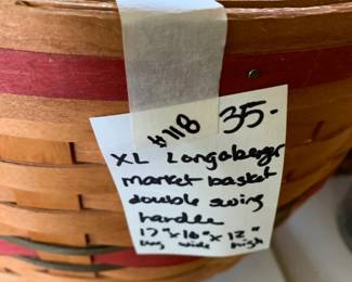 #118	Longaberger market basket double swing handle 17x10 x12	 $35.00 			