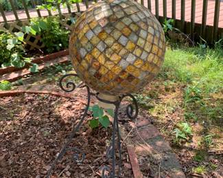 #183	Gold 10" Gazing Ball in Metal Stand 23"	 $30.00 			