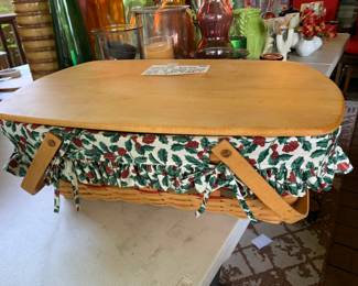 #120	Longaberger basket yuletide treasure hostess basket wood lid double swing handle 22x15x8	 $55.00 			 			
