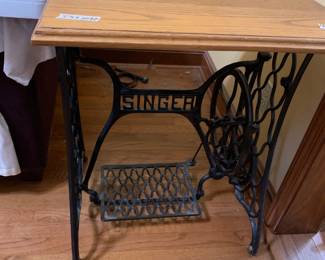 #180	Singer Treadle Sewing Machine Base w/ Oak Top 23x22x29	 $150.00 			