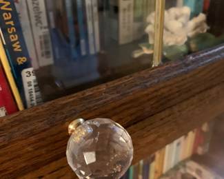 #093	4 door barrister book case 1 piece with top leaded glass door glass knobs 35x13x59	 $200.00 