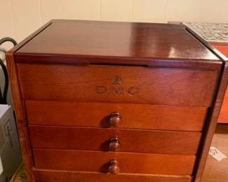 #153	DMc wood box with 3 drawers and 1 left top 11x9x10	 $30.00 			