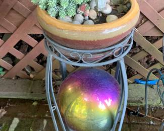 #218	Metal Stand w/ Pot and Gazing Ball 24"	 $30.00 			